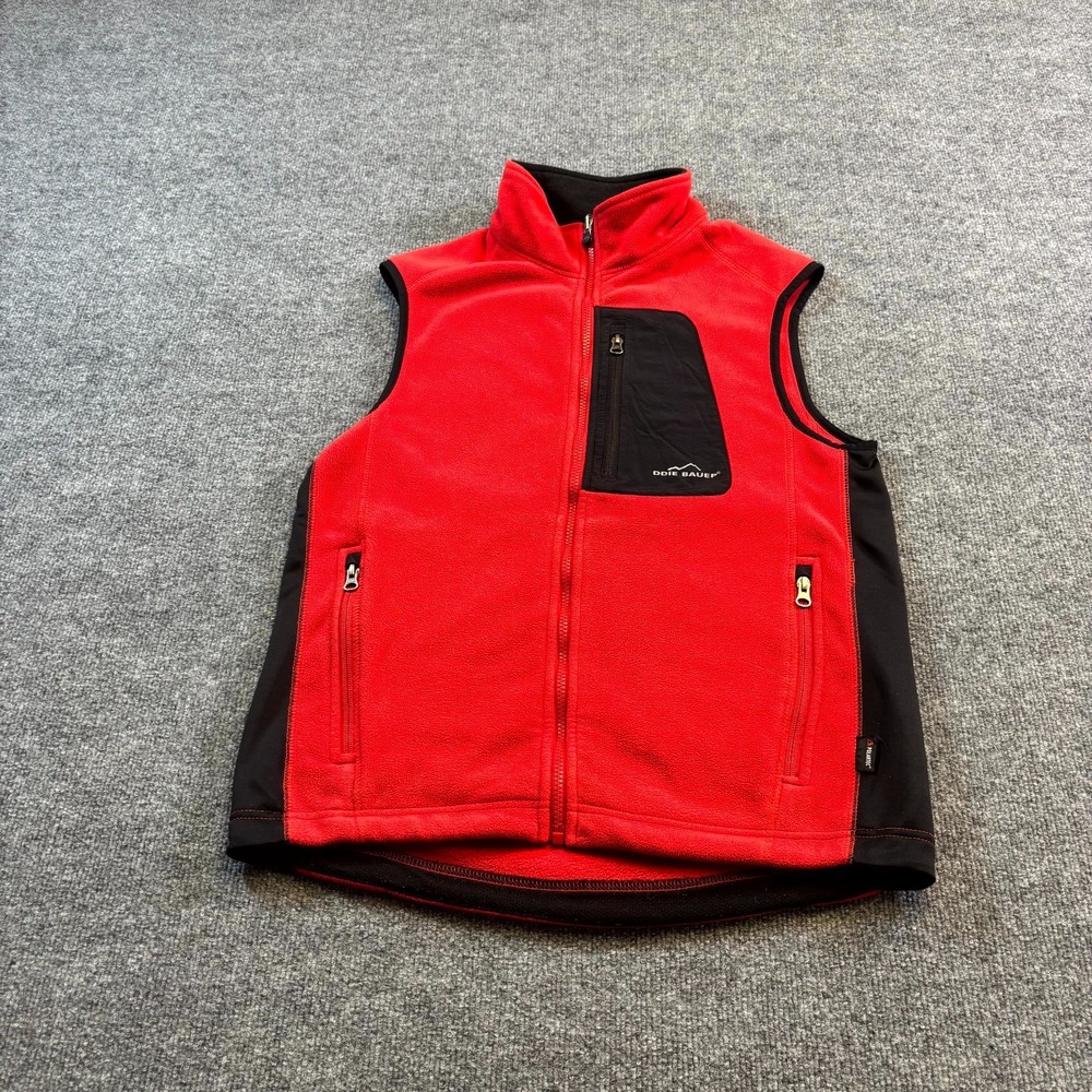 Eddie Bauer 365 Windcutter Fleece Vest Mens Small Red Black Full Zip Hiking